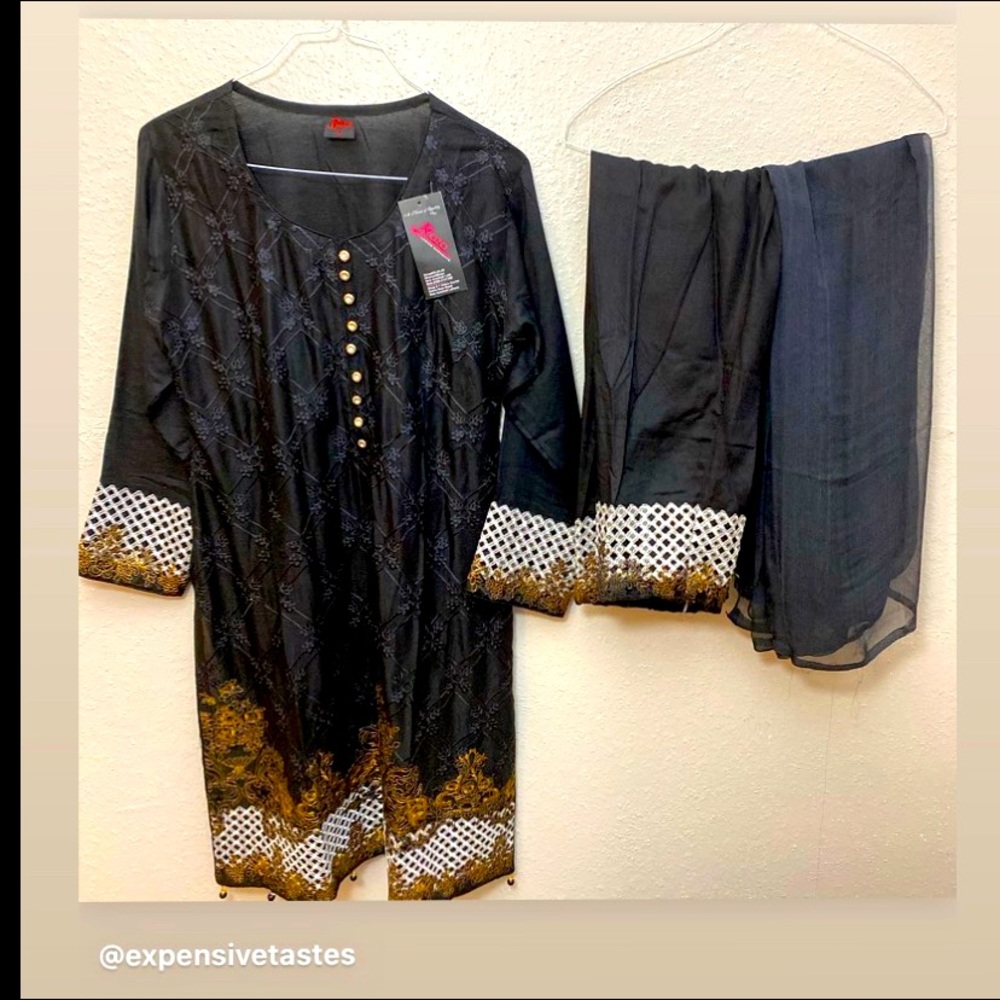Three piece black Kurti set